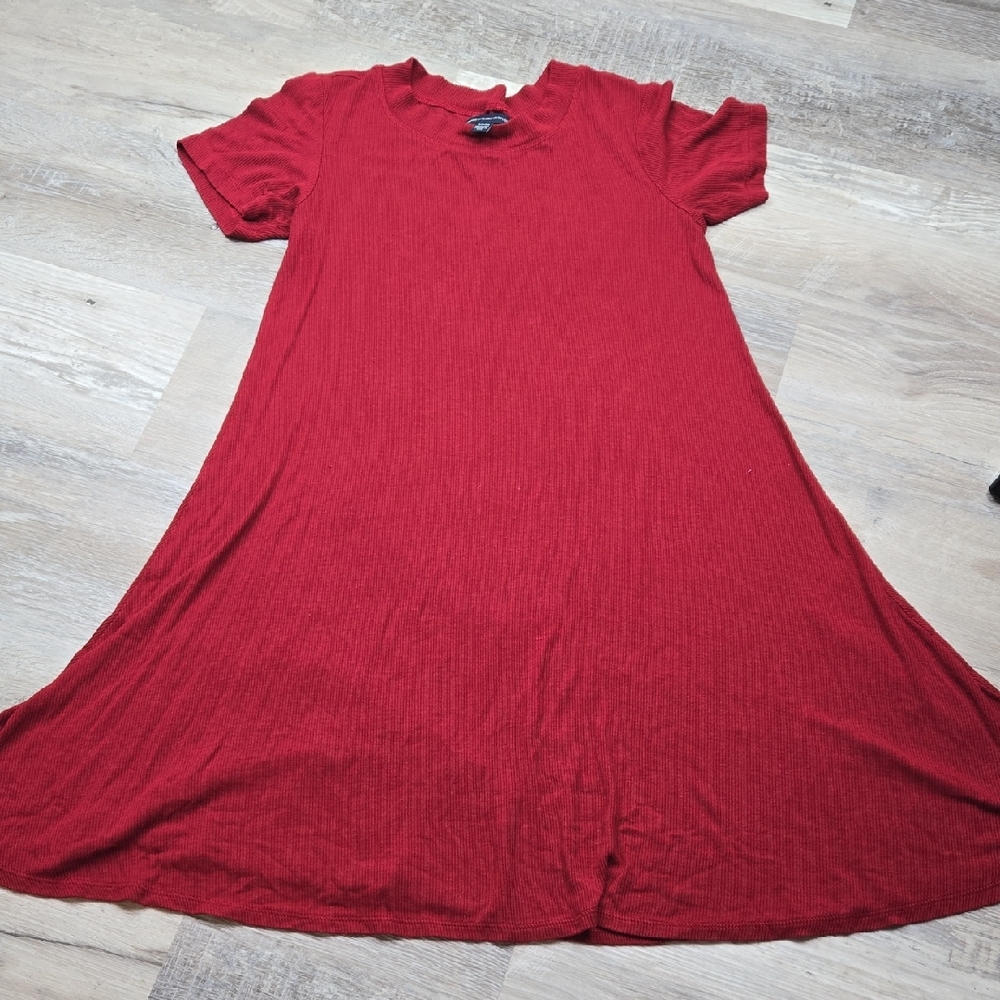 American Eagle Outfitters S Small Red Knit Dress Viscose Soft Comfort Casual